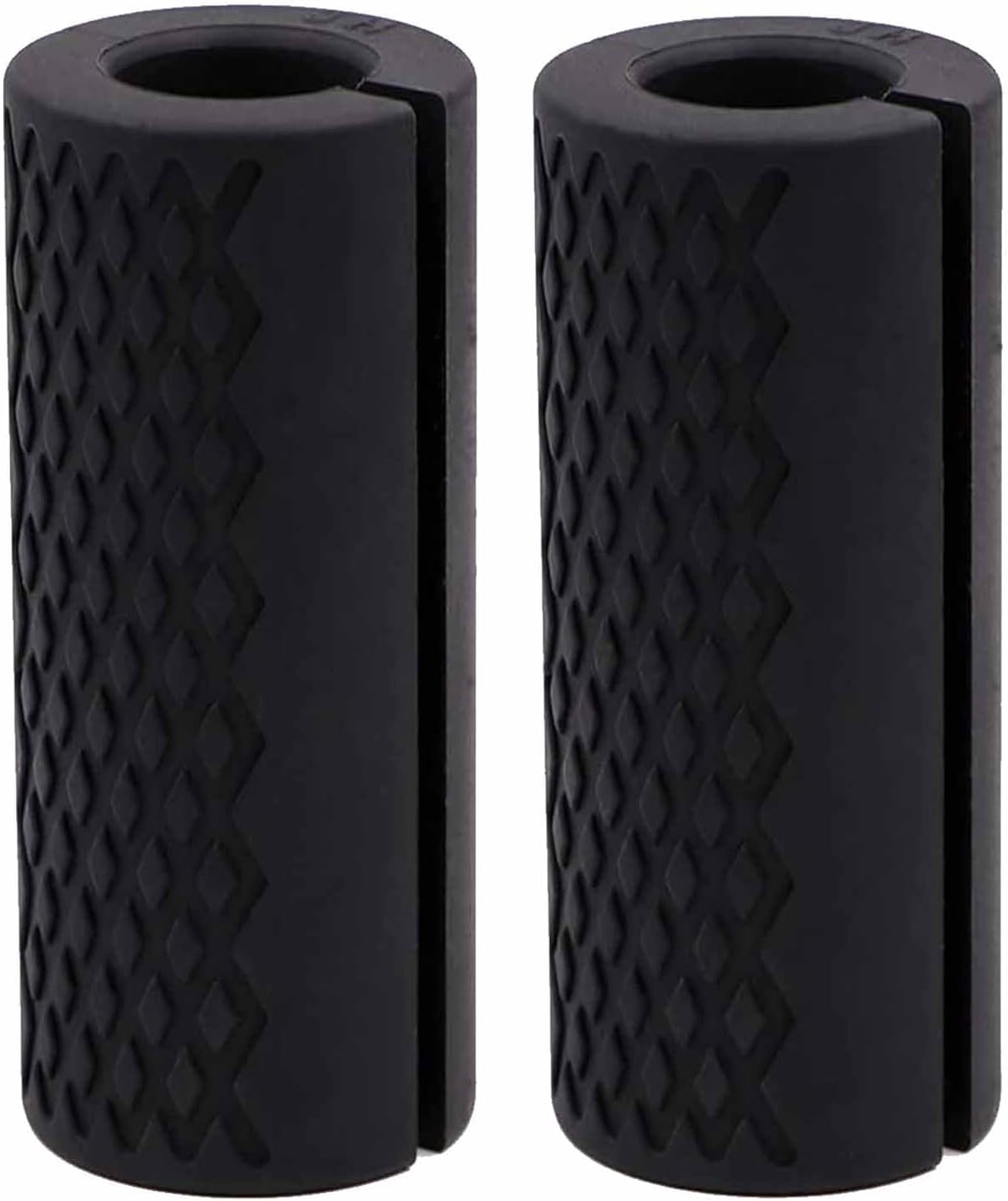 Thick Dumbbell & Barbell Grips for Weightlifting - High-Density Silicone Rubber, Non-Slip Gym Muscle Growth, Hand Stress Relief, Arm Blaster Adapter 1 Pair Black