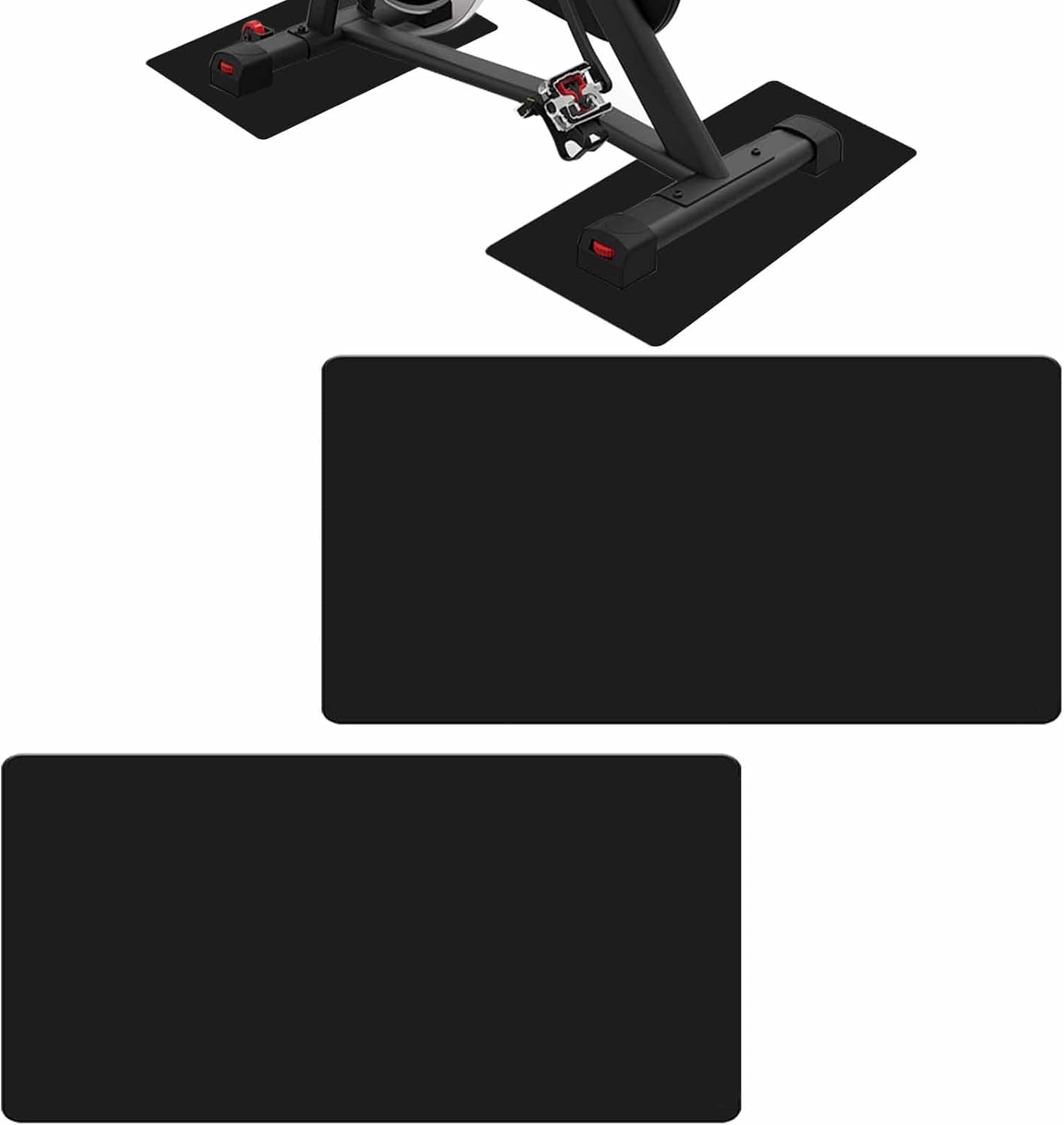 2-Pack Non-Slip Exercise Bike Mat for Peloton & Concept 2 Rower - Protects Hardwood Floors Carpets Gym Equipment Spin Bikes, Trainers, Home Workouts 11.8 inches x 23.6"