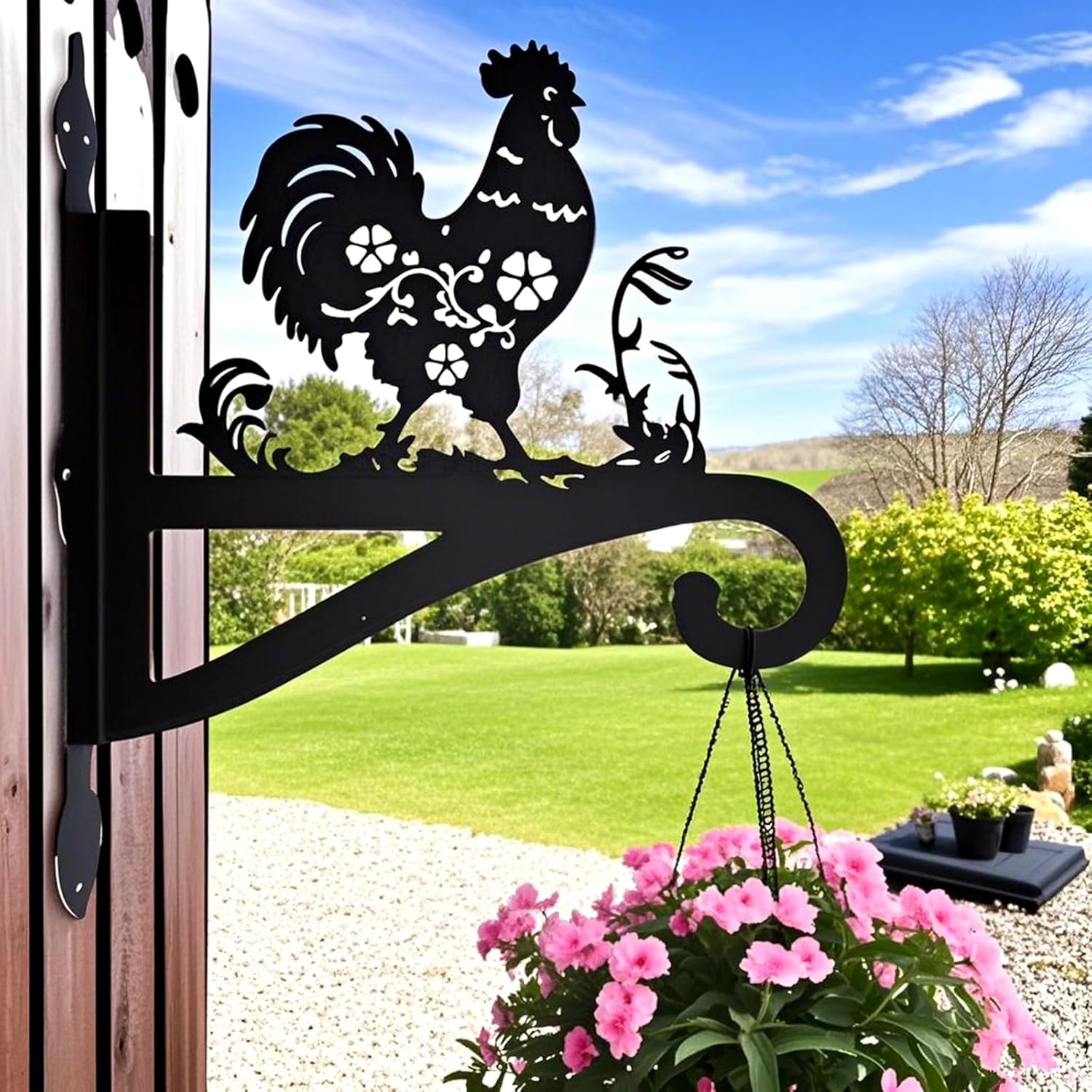 Plant Hanger Outdoor & Indoor, Chicken Decor Hanging Basket Hooks, Wall Hangers for Plant, Flower Basket, Bird Feeder, Lantern, Wind Chimes, Coop Accessories-Patio, Garden, Home