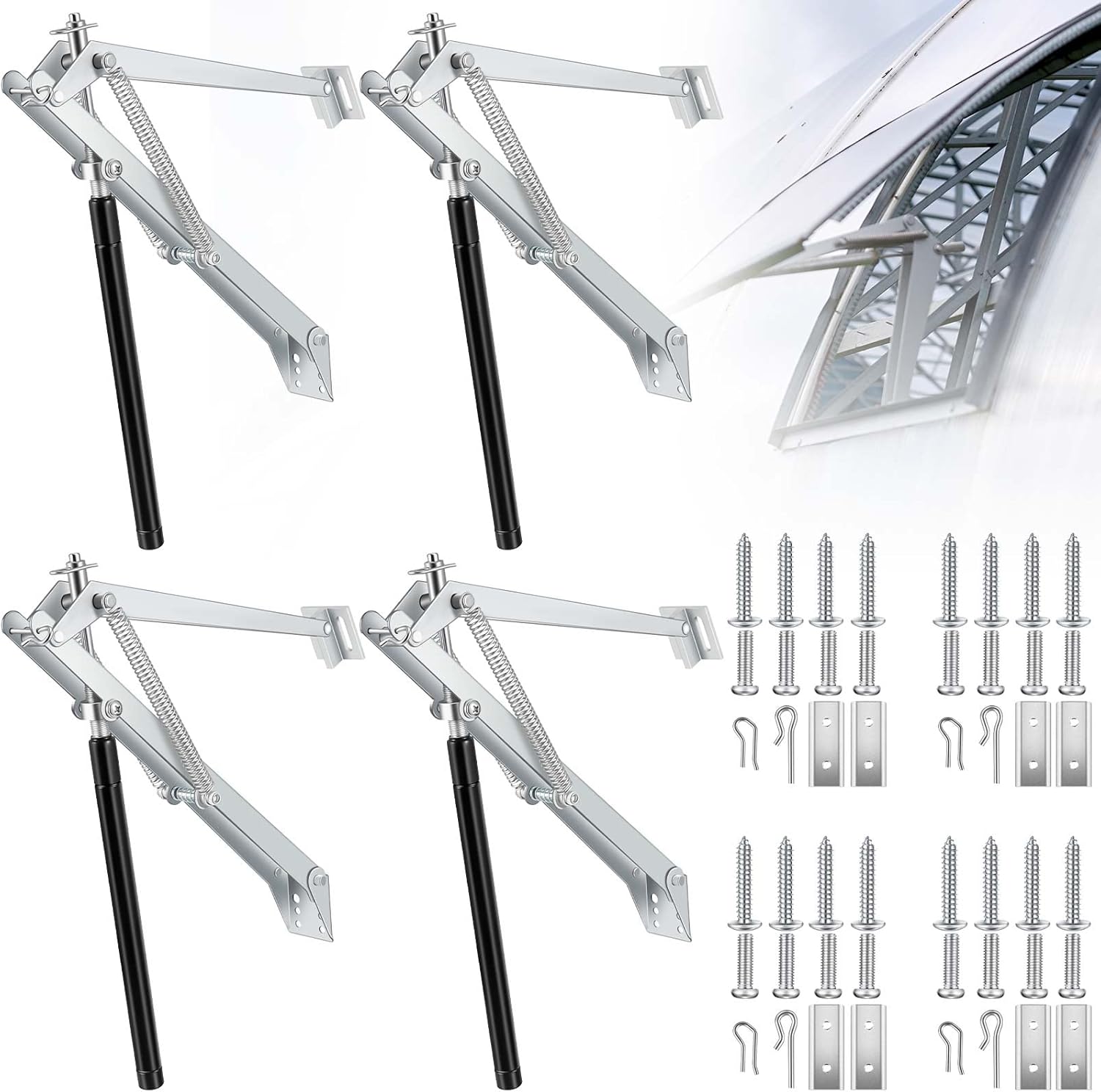 2 Pcs Dual Spring Automatic Roof Vent Opener Greenhouse Accessories Solar Heater Sensitive Ventilation Kit Window Replacement for Gardening Silver