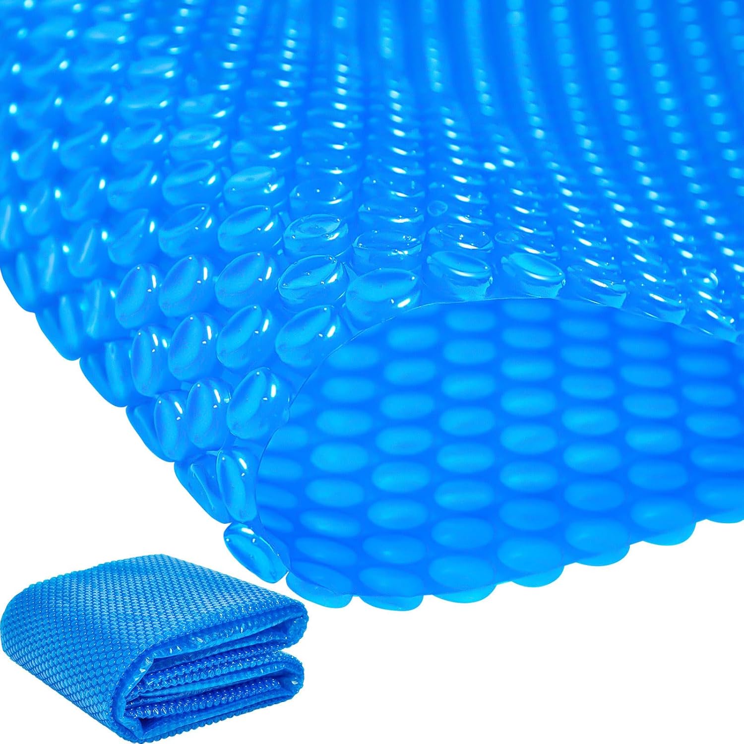 8 x ft Pool Hot Tub Solar Cover, 16 Mil Heavy Duty Trimmable Floating Thermal Blanket Spa Bubble Cover for Inground Pools Swimming Insulating Heating Feet