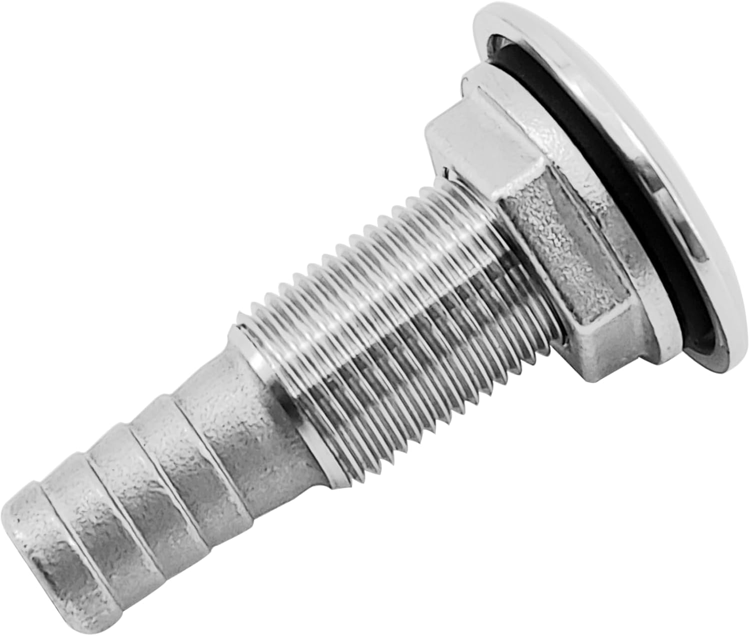 1/2" Stainless Steel Thru-Hull ,Barbed Standard Length Straight Fitting Boat Barbed Hose Thru Drain Connector