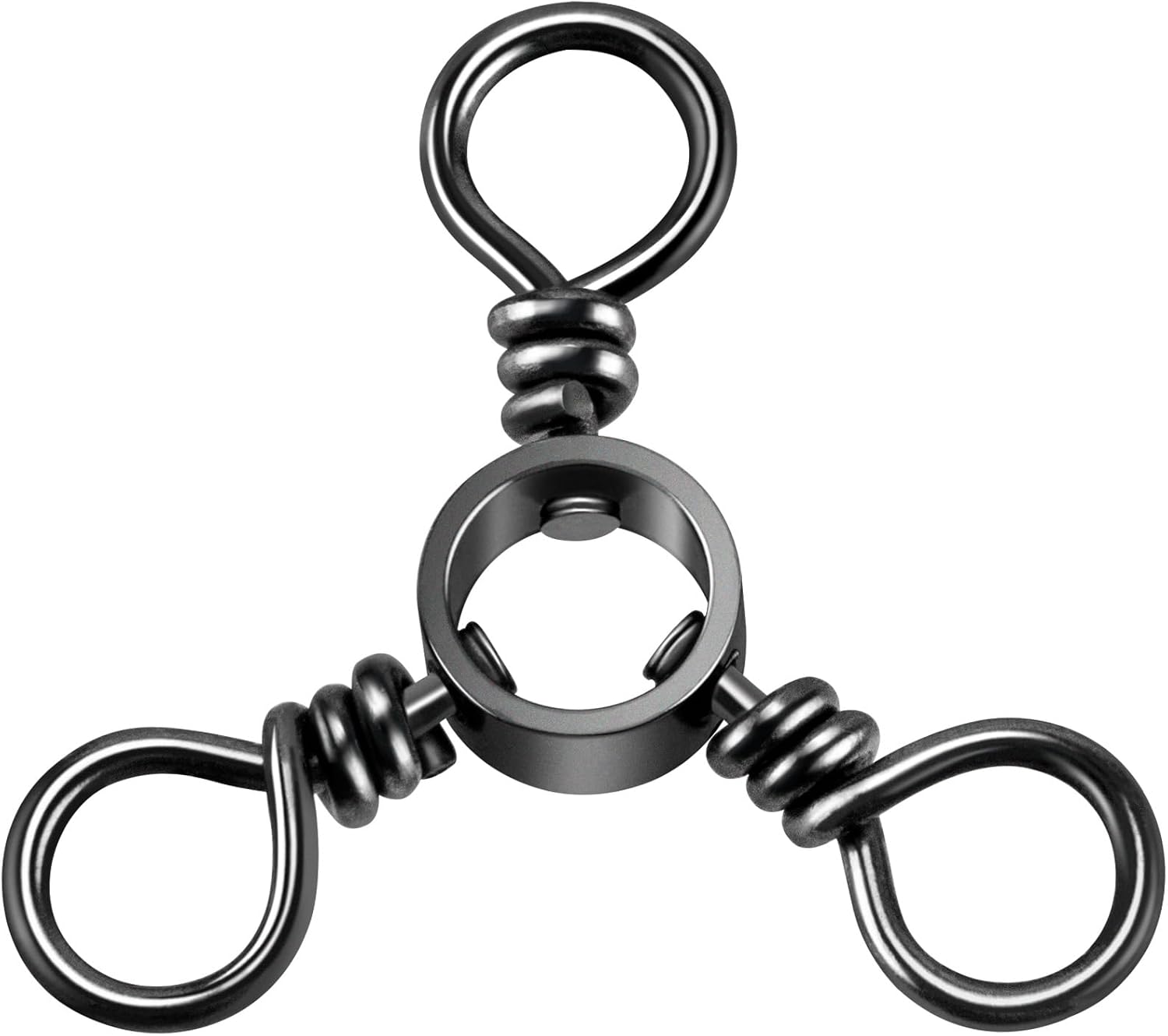 100-Pack 3 Way Swivels Fishing Tackle, 28-143LB Stainless Steel Black Nickel Three Swivel Connectors Saltwater Freshwater Surf Deep Drop Catfishing Rigs Tackle #5-40LB-100 Pack