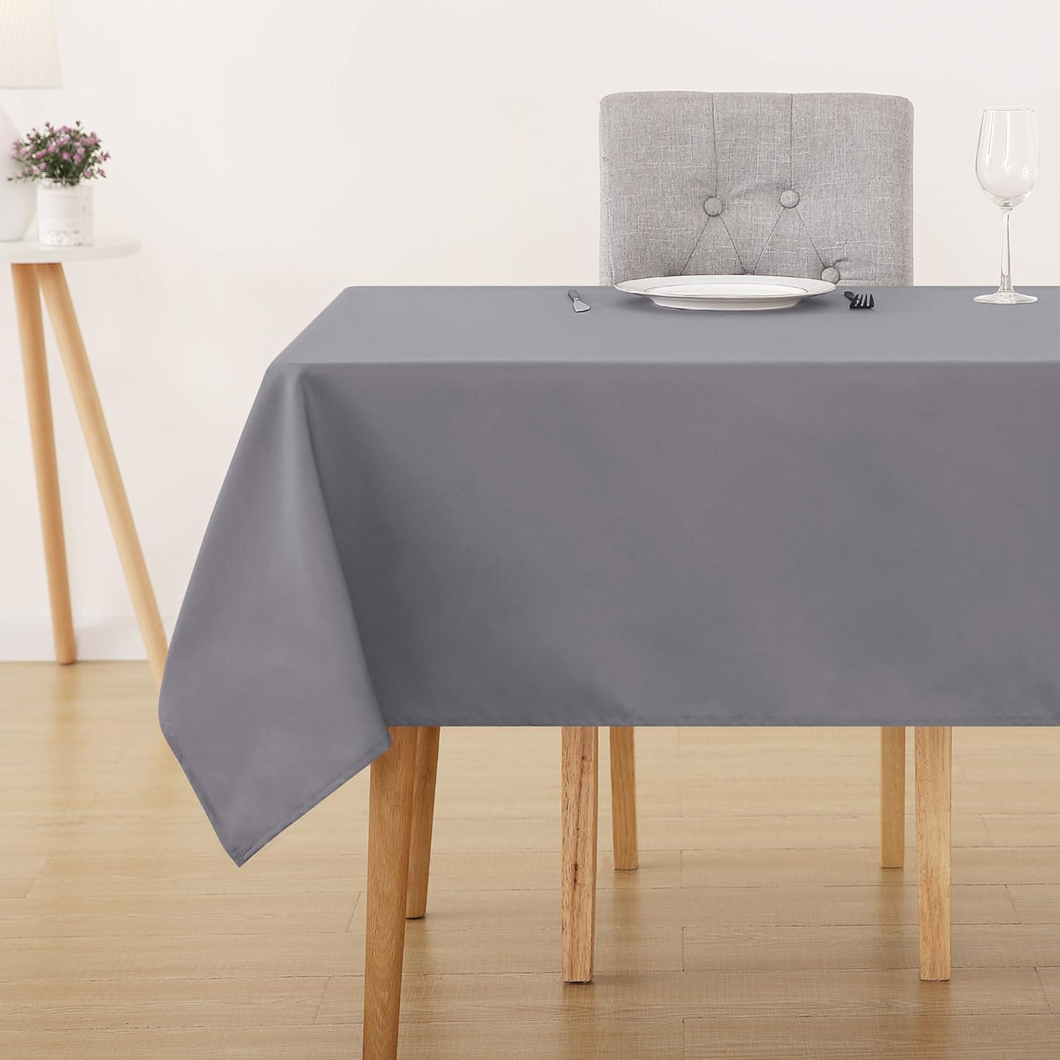 Petluno Oxford Decorative Table Cloth Rectangle Water Resistant Tablecloth for Home 137x200cm 54x79in Grey 79 x 54 inch Rectangular