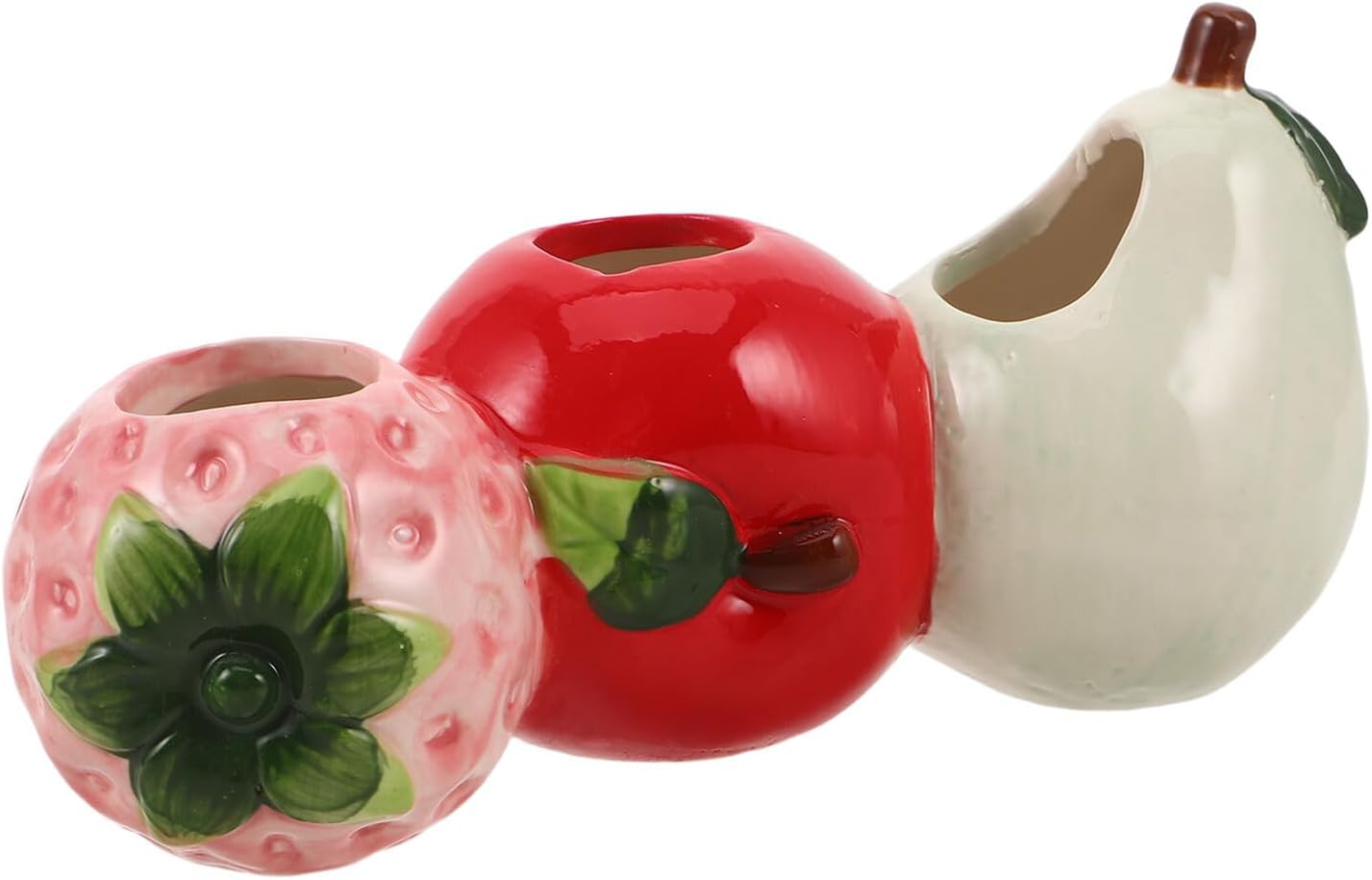 Petluno Ceramic Vase in Strawberry Shape Sturdy Durable Flower Pot for Hydroponic Cuttings Decorative Fruit Vase Kitchen Office Shelf Accents