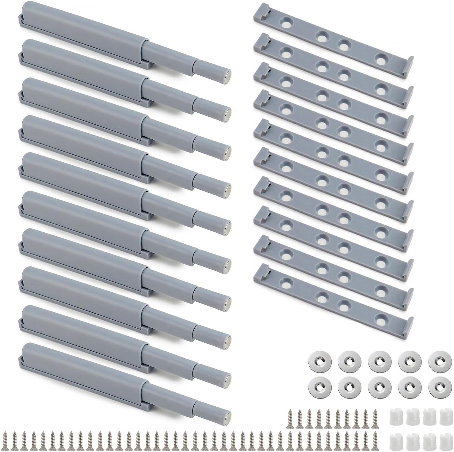 Petluno® Pack of 10 push-to-open door openers, soft close door dampers for kitchen cabinet doors