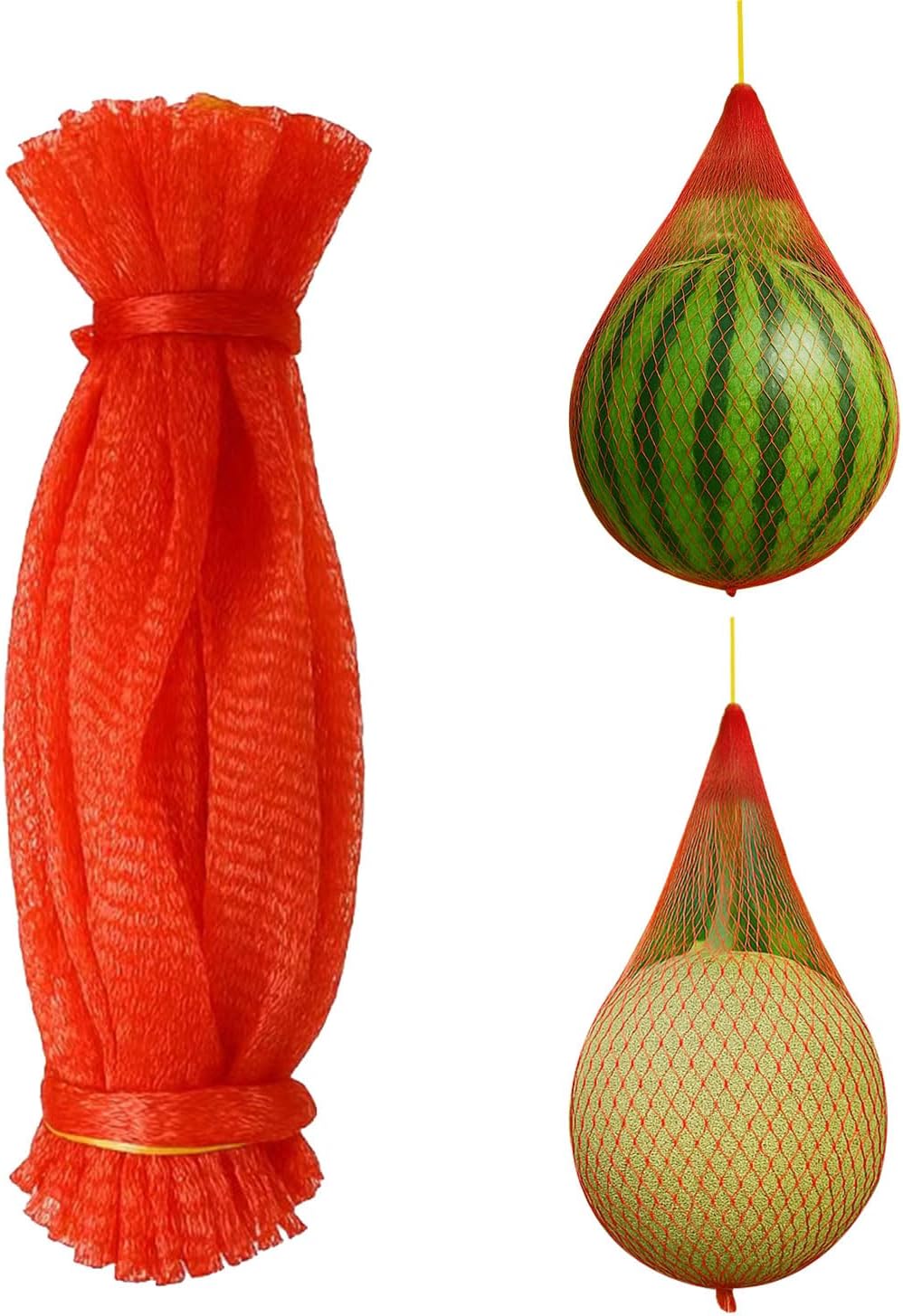 Melon Hammock Watermelon Nets, 100 Pack Heavy Duty Reusable Melon Cradle, Hanging Watermelon Mesh Bags with Drawstring for Garden Trellis, Vertical Growing Support, Melons, Honeydew, Pumpkins