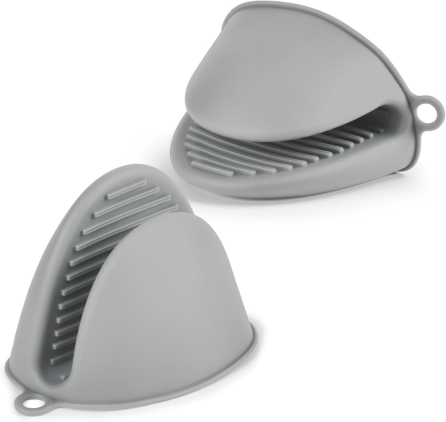 1 Pair Mini Silicone Oven Mitts, Heat Resistant Pot Holders Mitts, Cute Oven Pinch Grip Gloves, Small Potholders for Kitchen, Air Fryer Mitts Pair for Cooking, Baking and Grilling Light Gray