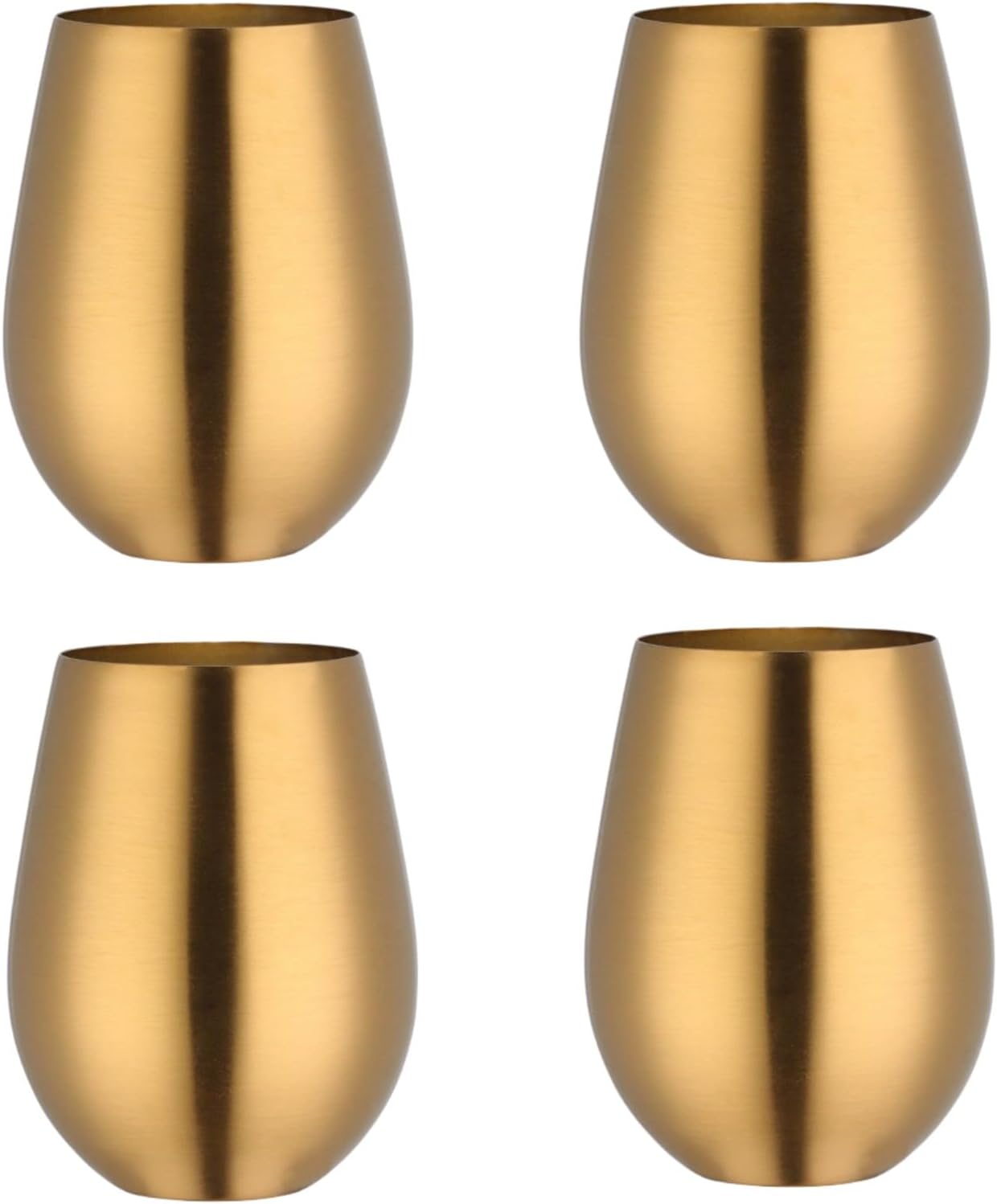 Stemless 17 OZ Tumbler Wine Glasses Set of 4, 304 Stainless Steel Cups for Home Restaurants Bars Outdoor, Gift Essentials and Dishwasher safe Gold