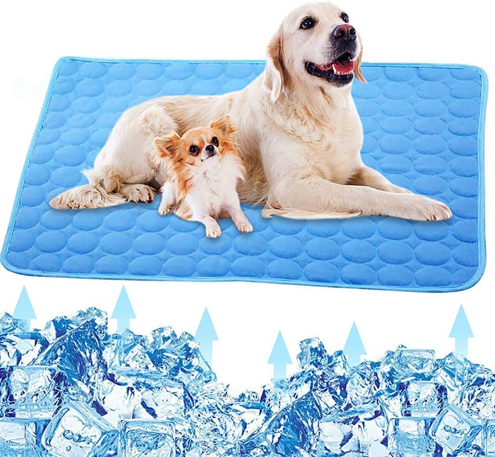 Pet Cooling Mat for Dogs, Pet Dog Self Cooling Pad, Ice Silk Self Cooling Mat Sleep Pad Foldable and Washable Summer Cool Mat Blanket for Cats, Kennels, Crates and Beds Medium 23.6"*19.7"