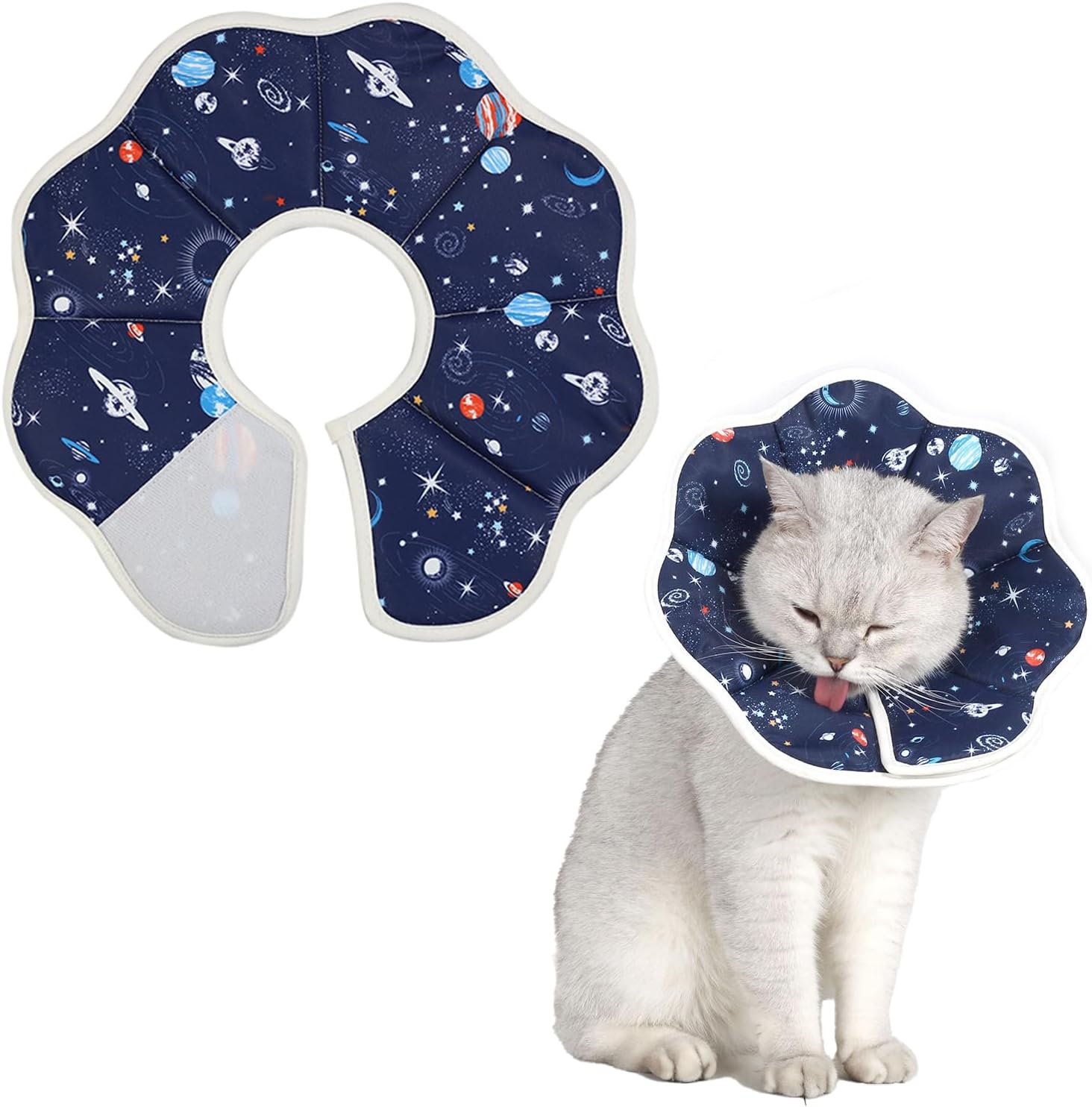 Soft Cat Recovery Collar,Adjustable Cat Cone,Cat Protective Cone Collar After Surgery,for Cats Starry Sky, M