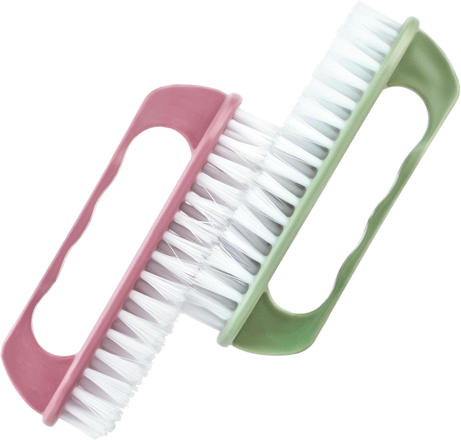 Hand Nail Cleaning Brush, 2 Pcs Durable Stiff Bristles Fingernails Scrub Cleaner with Handle Pink, Green