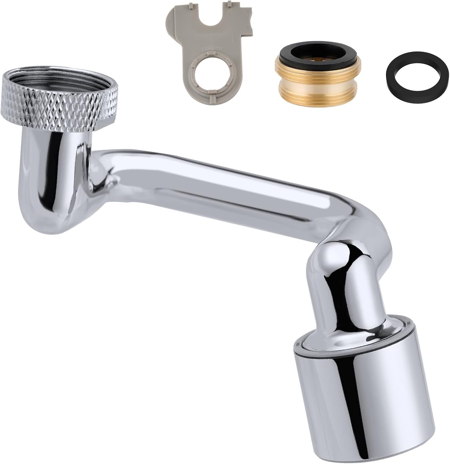 Metal 1080 Swivel Faucet Extender: Universal Robotic Arm Swivel Extension Faucet Aerator with Dual Spray Mode, Splash Filter, Sink Faucet Attachment for Kitchen Faucet or Bathroom Sink Chrome