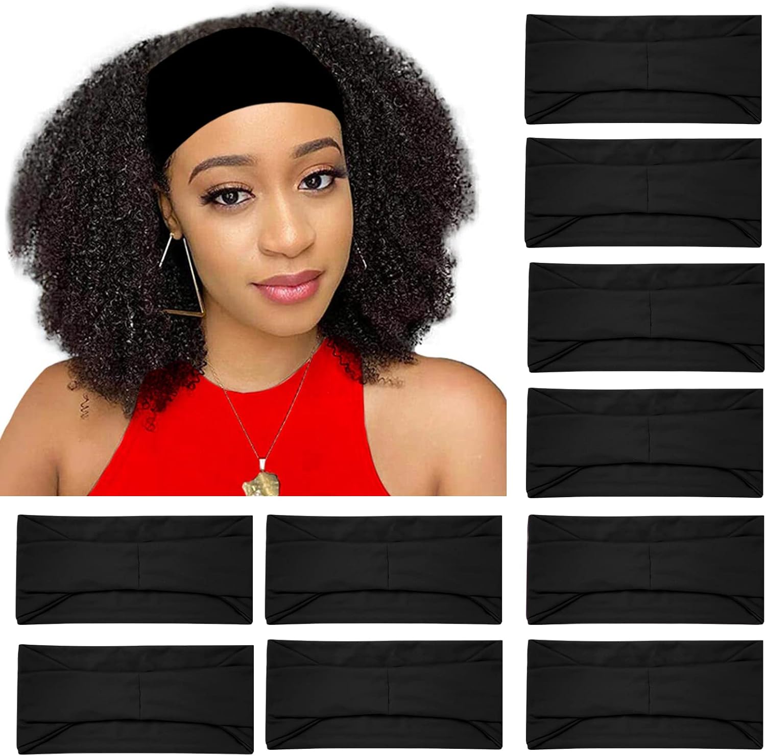 10 Pack Wide Headbands for Women, Workout Yoga Running Sports Headband Elastic Hair Bands, Boho Non Slip Sweat Head Bands Thick Head Wrap Solid Headbands