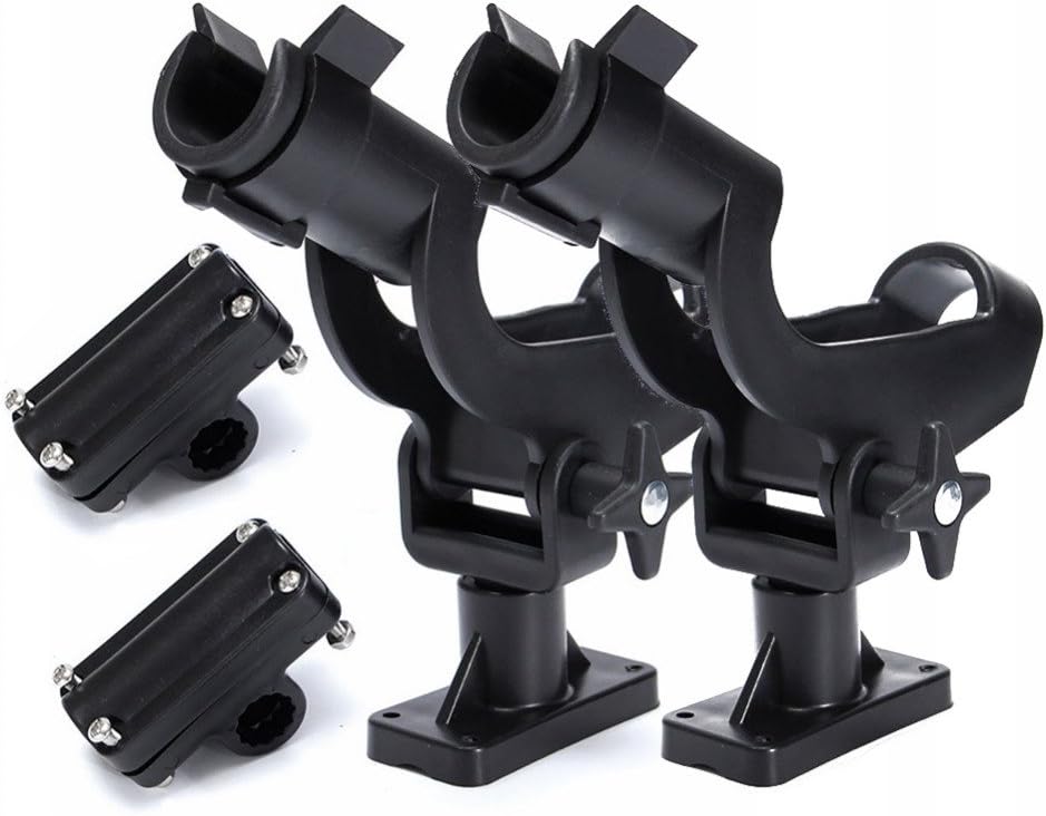 Adjustable Rotatable Plastic Fishing Rod 3 Mount Rack Holder Bracket Boat Canoeing Rowing Mount Kit Kayak Side Rod Holder