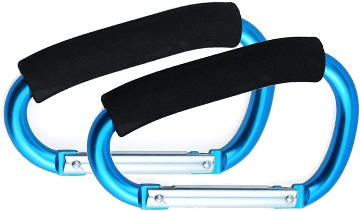 Stroller Hooks by Baby,Large Stroller Hooks for Mommy, 2 pcs Carabiner Stroller Hook Organizer for Hanging Purses, Diaper Bag, Shopping Bags Sky Blue