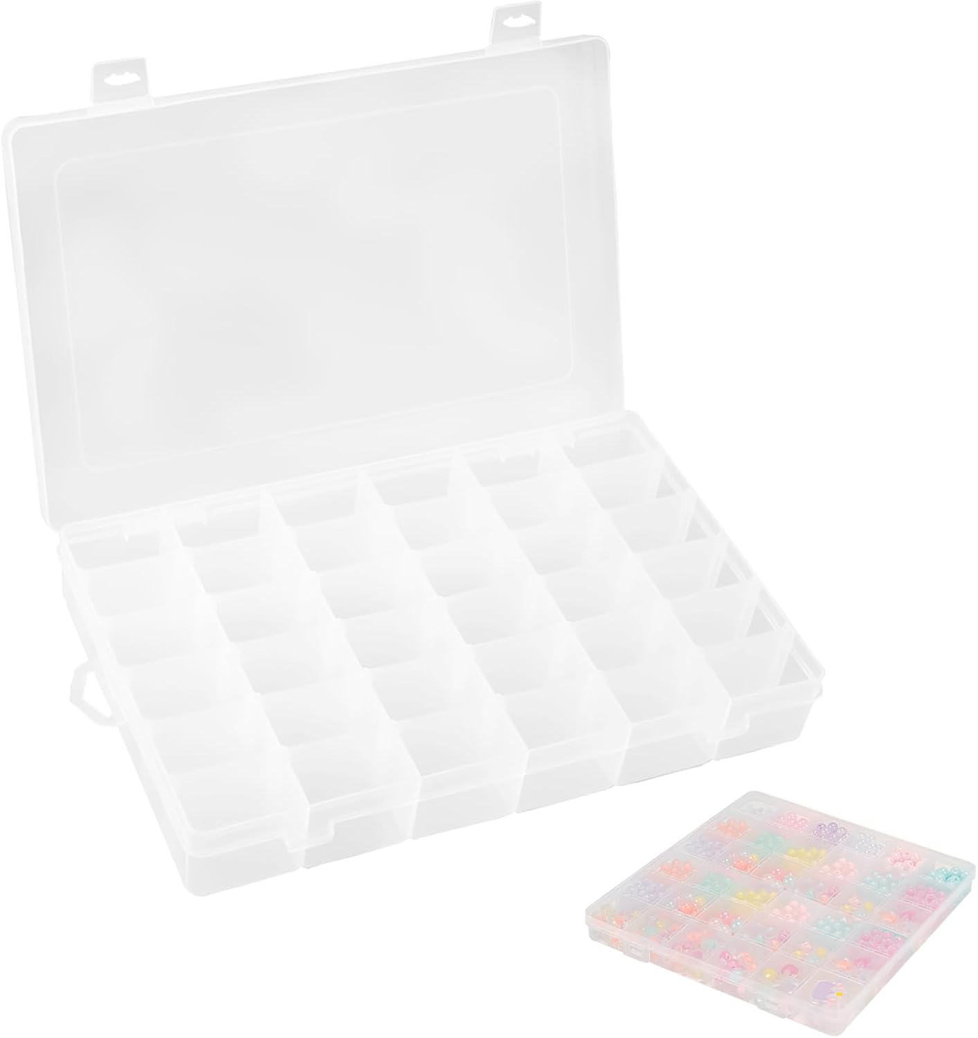 36 Grids Plastic Organizer Storage Container Box, Clear Removable Grid Box Organizer for Jewelry Tackle Crafts Earring Cosmetics