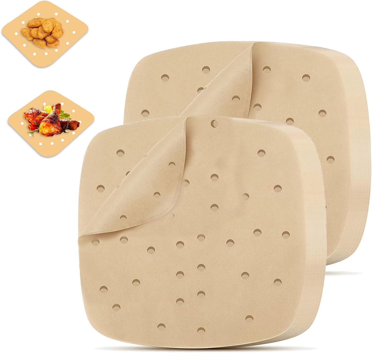 Air Fryer Parchment Paper Liners 8.5 inch, 200Pcs Perforated Air Fryer Liners Non Stick Square Air Fryer Paper for Cake Pan Basket Baking Ovening Steaming