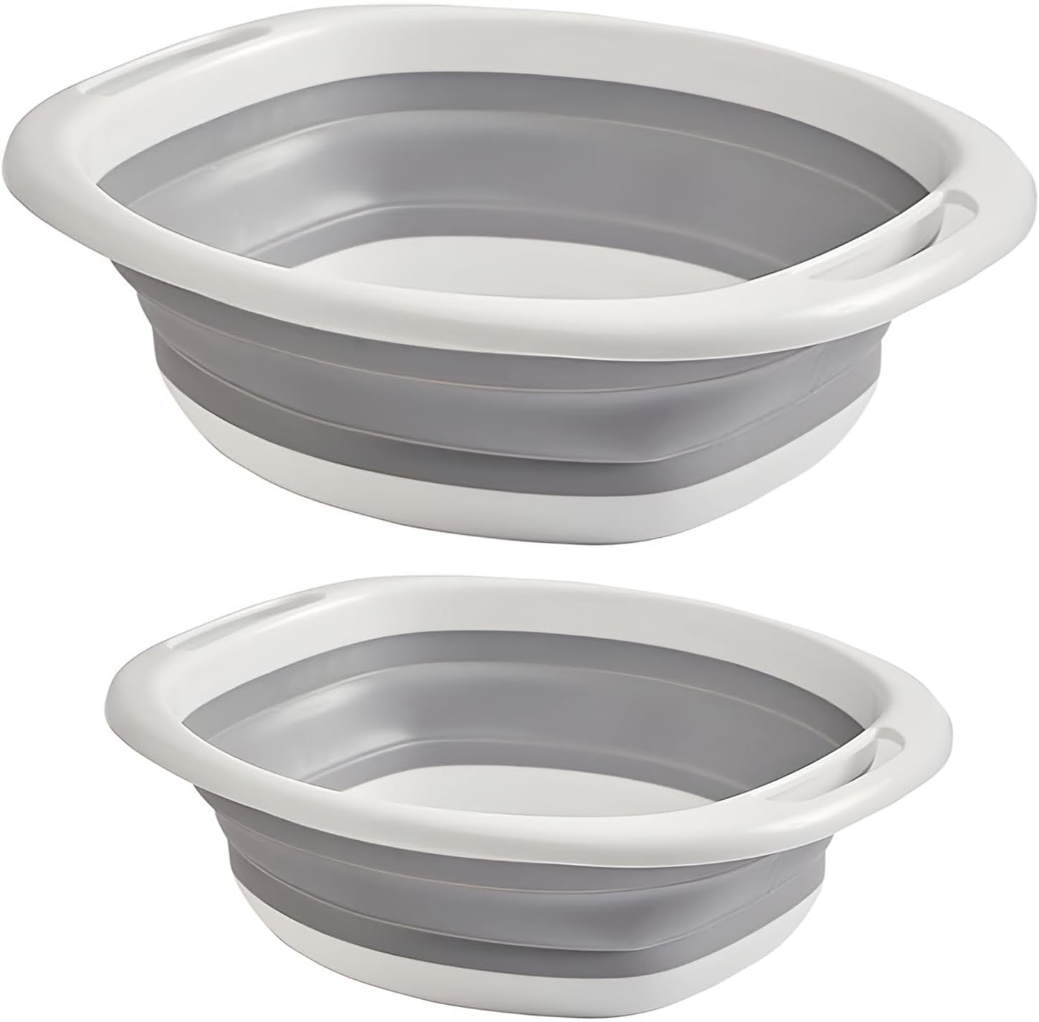 2 Pack Collapsible Wash Basin, Portable Wash Basin with Handles for Kitchen Sink Fruits Vegetables Home Camping Easy Storage Grey