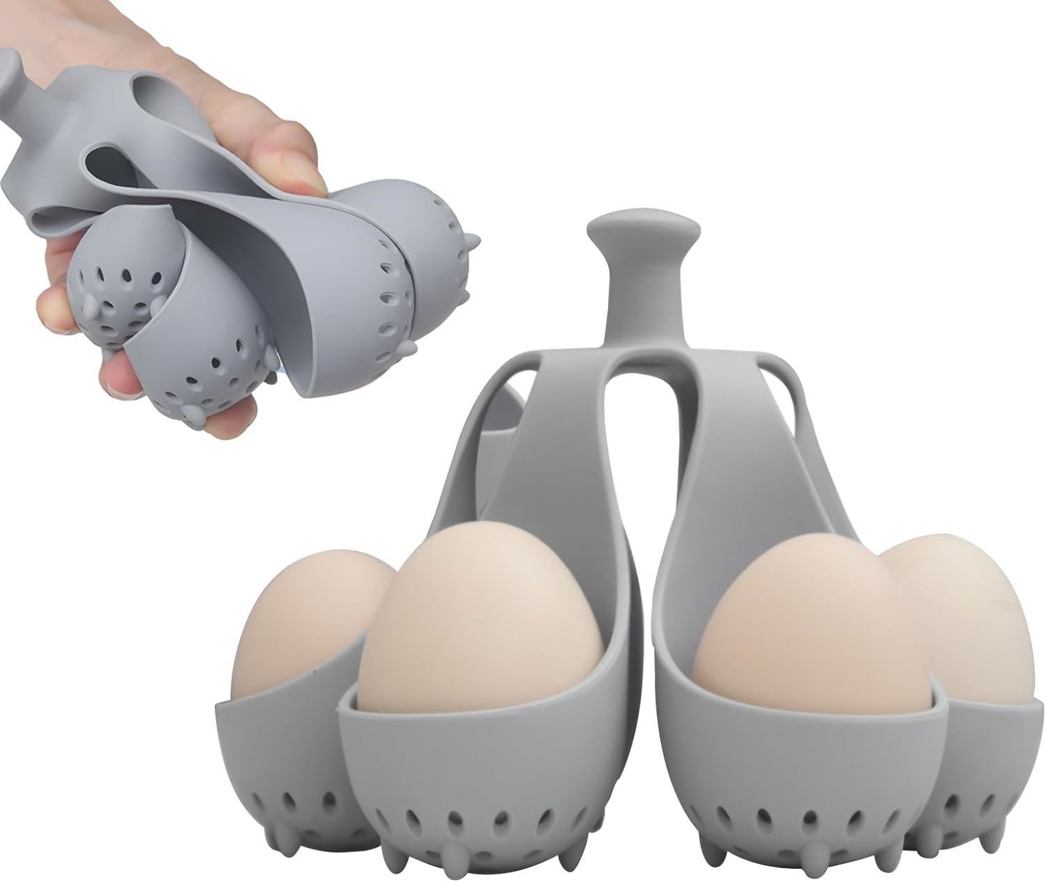 Silicone Egg Boiler Rack, Egg Poacher Egg Boiler Holder Holds 6 Eggs for Easy Cooking and Fridge Storage, Dishwasher Safe