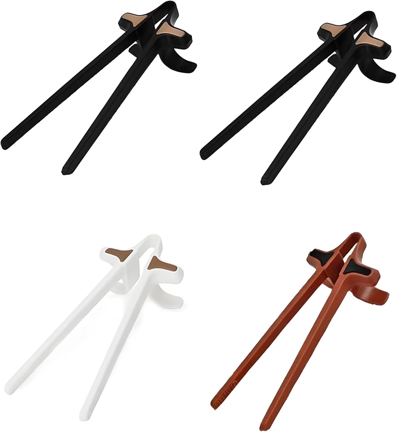 4Pcs Finger Chopsticks, Snack Chopsticks for Gamers Snack Clips Gamepad Accessories Mobile Game Accessories Black, Brown, White