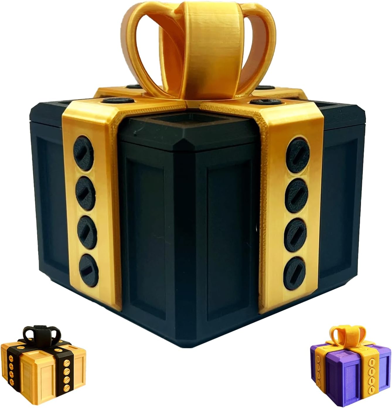Annoying Gift Box with Screws, Large Prank Gift Box, 3D Printed Really Annoying Gift Boxes, Gift Card Money Cash Puzzle Box for Adults, Funny Fidget Boxes with 20 Screws for Christmas Festival Black g