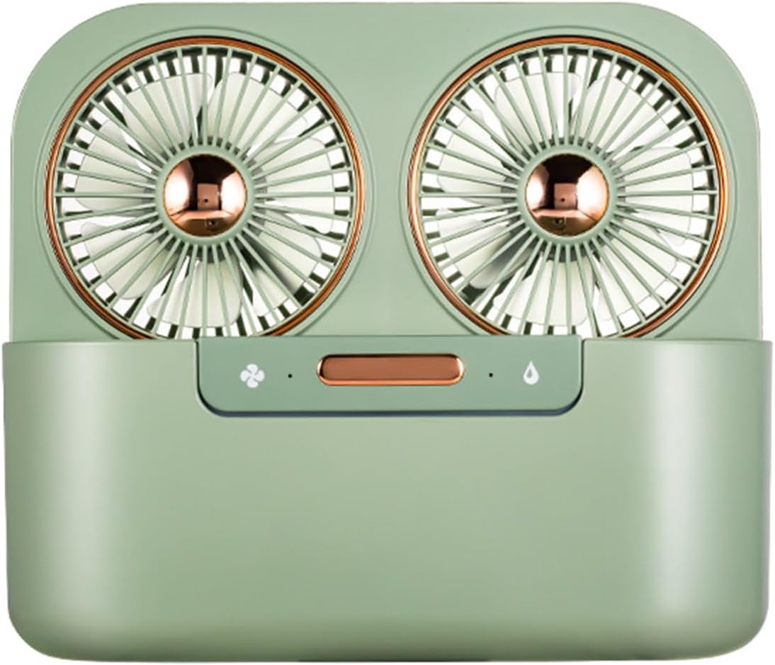 1.4L 2 in 1 Humidifier Fan USB Rechargeable 4000mAh Ultra-quiet Dual Head Cooling Fan Desktop Air Coolers Air Conditioner Humidifier