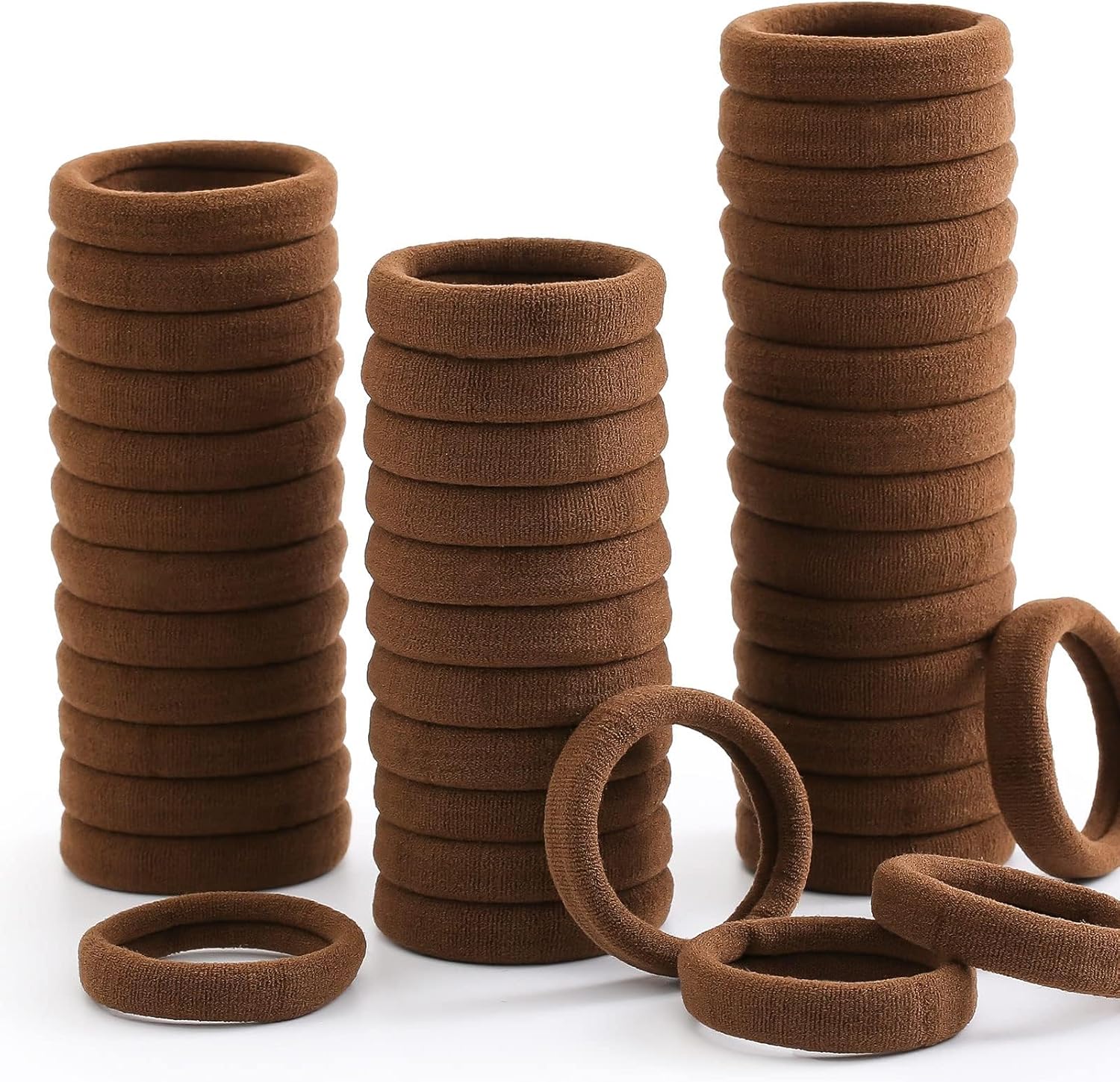 100 Pcs Thick Seamless Hair Ties, Ponytail Holders Hair Accessories No Damage for Thick Hair Dark Brown Colors