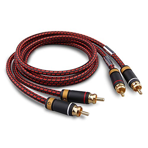 Auidophile 2RCA Male to 2RCA Male Stereo Audio Cable,Gold Plated | 4N Oxgen-Free Copper Core 6 Feet 2M