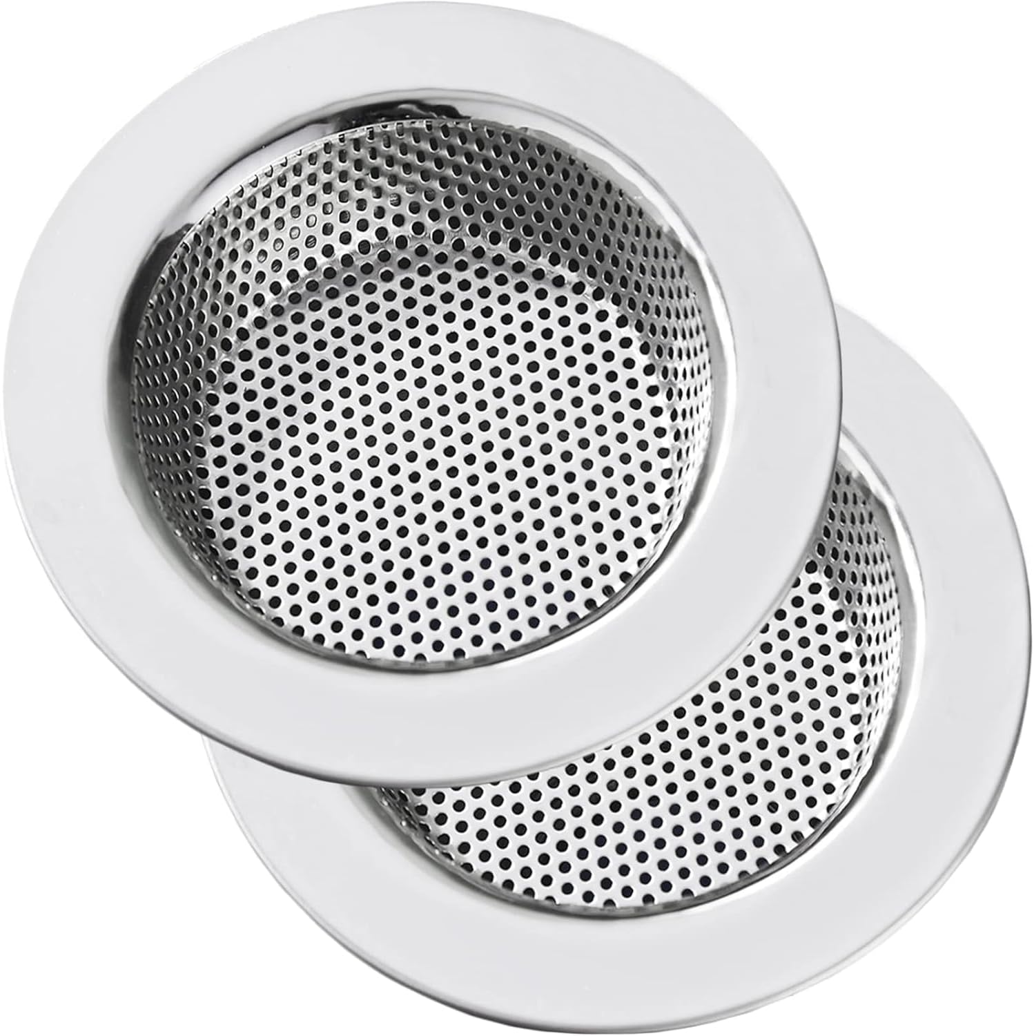 Kitchen Sink Strainer Stainless Steel, Kitchen Sink Drain Strainer, Sink Strainers for Kitchen Sinks with Large Wide Rim 4.5" Diameter 2 Pack