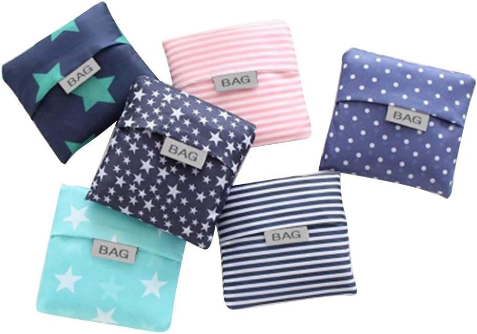 4 Pack Foldable Shopping Bags Reusable Eco-friendly Grocery Tote Bags Shopper Bag Folding into Attached Pouch Random color