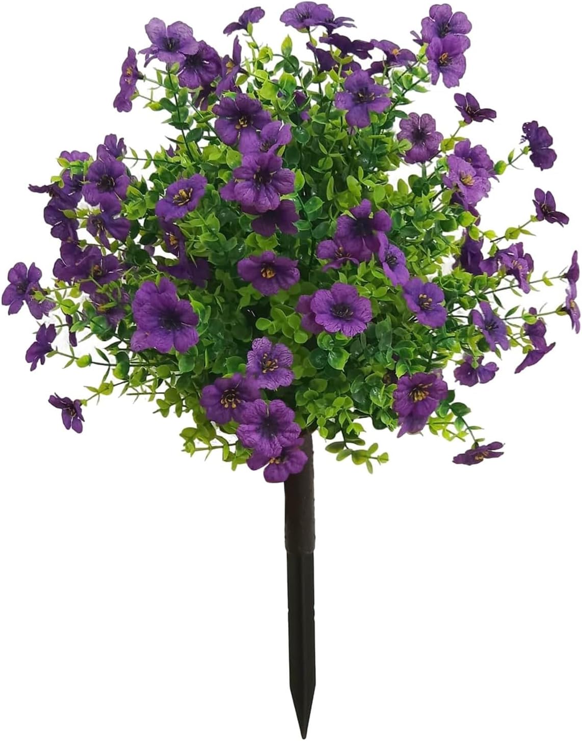 Artificial Boxwood Topiary Balls Trees with Flowers for Outdoor Fake Plants with Ground Spike 24 Inch Resistant Faux Greenery Shrubs Faux Plants for Front Door Garden Yard Porch Patio Decor Purple