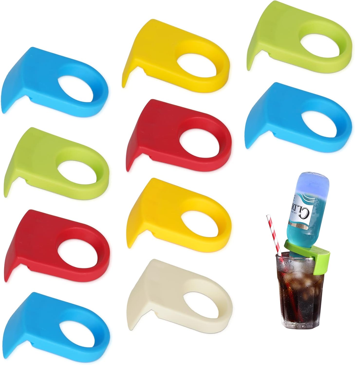 10pcs ABS Drink Clips Bottle Buckle Holders Beer Cocktail Snap for Schooner & Goblet Glasses Random Color