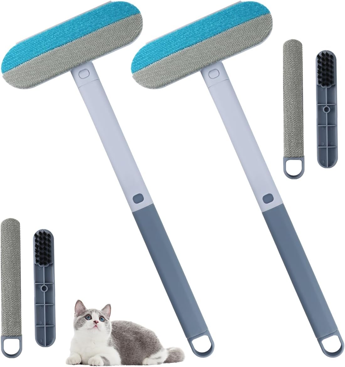 2 Pack 4 in 1 Pet Hair Remover for Couch & Furniture, Cat and Dog Hair Remover Pet Fur Cleaner Brush Hair Removal Tool for Clothing, Bedding, Sofa, Pet Bed