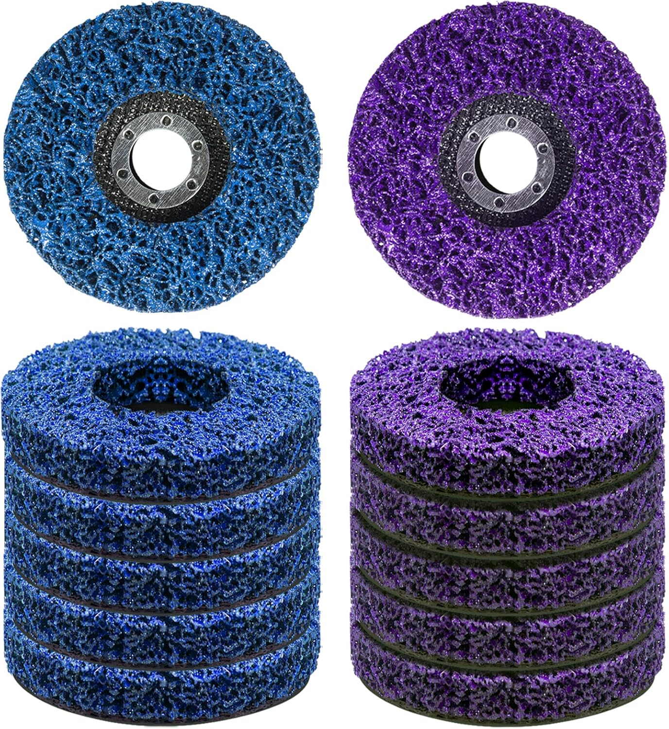 12 PCS Strip Discs 4"x 5/8" Stripping Wheel Suitable for Cleaning Angle Grinder to Remove Paint, Rust and Weld Oxidation Blue&Purple