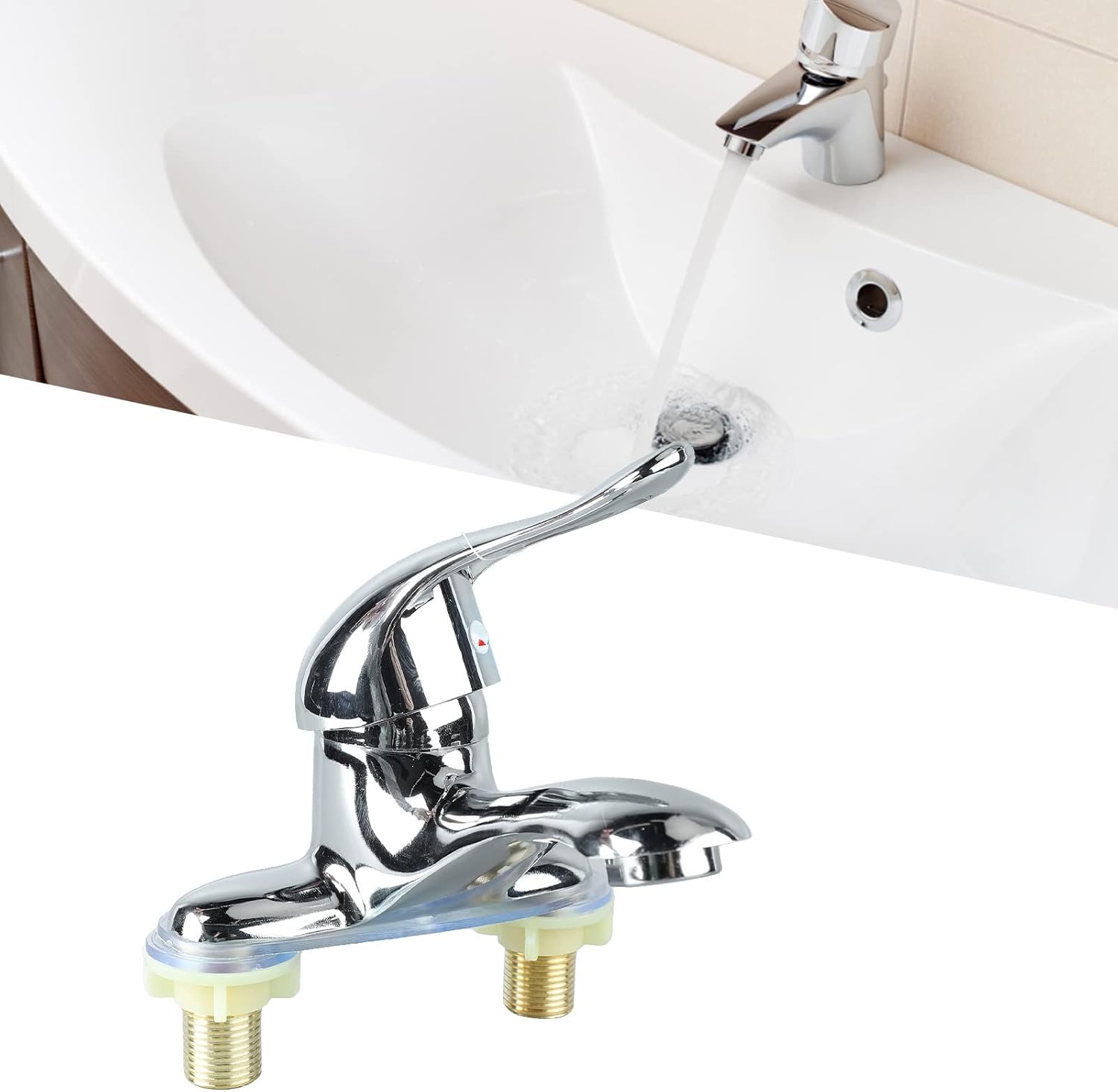Modern Bathroom Sink Faucet, Zinc Alloy, Chrome Finish, 2 Hole, Single Handle, Easy Install, Suitable for Home & Hotel