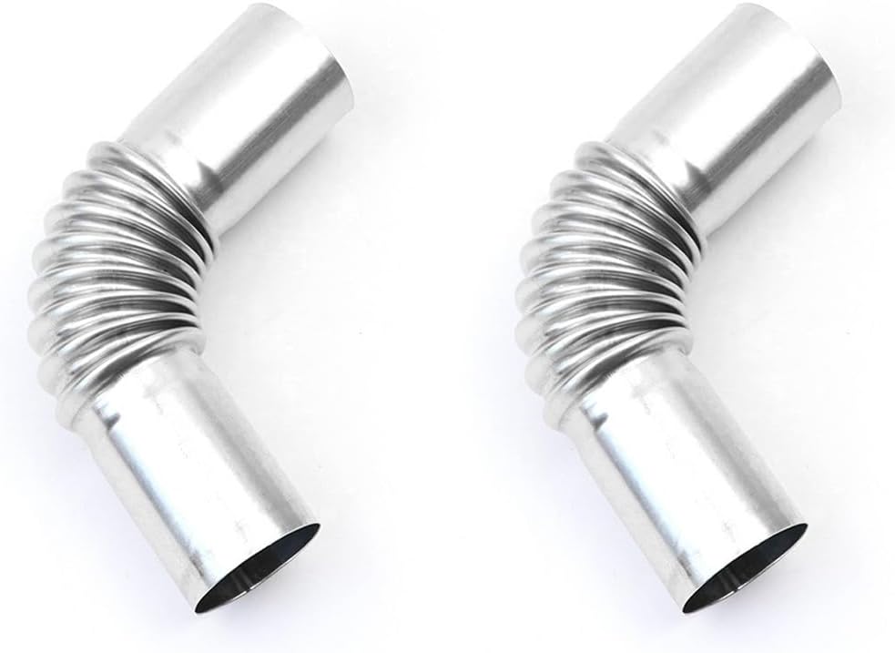 13cm Stainless Steel Bent Threaded Corrugated Exhaust Pipe Connector Durable Heat Resistant Rust Proof Design for Efficient Exhaust Systems Ideal for Automotive 2pcs