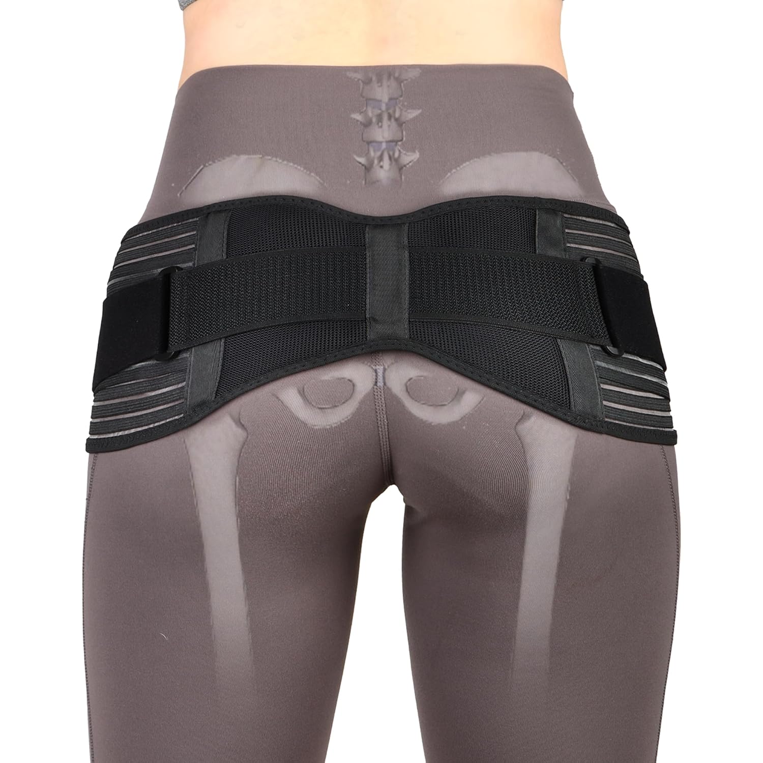Sacroiliac SI Joint Hip Belt for Sciatica, Lower Back, Leg & Pelvic Pain Relief - Adjustable Sacroiliac Belt Support Brace for Women and Men Black