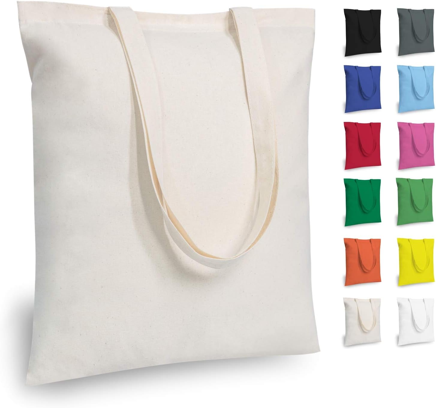 5 | 12 | 24 | 48 Pack Economical Cotton Tote Bag, Lightweight Medium Reusable Grocery Shopping Cloth Bags, Suitable for DIY, Advertising, Promotion, Gift, Giveaway, Activity 5-Pack