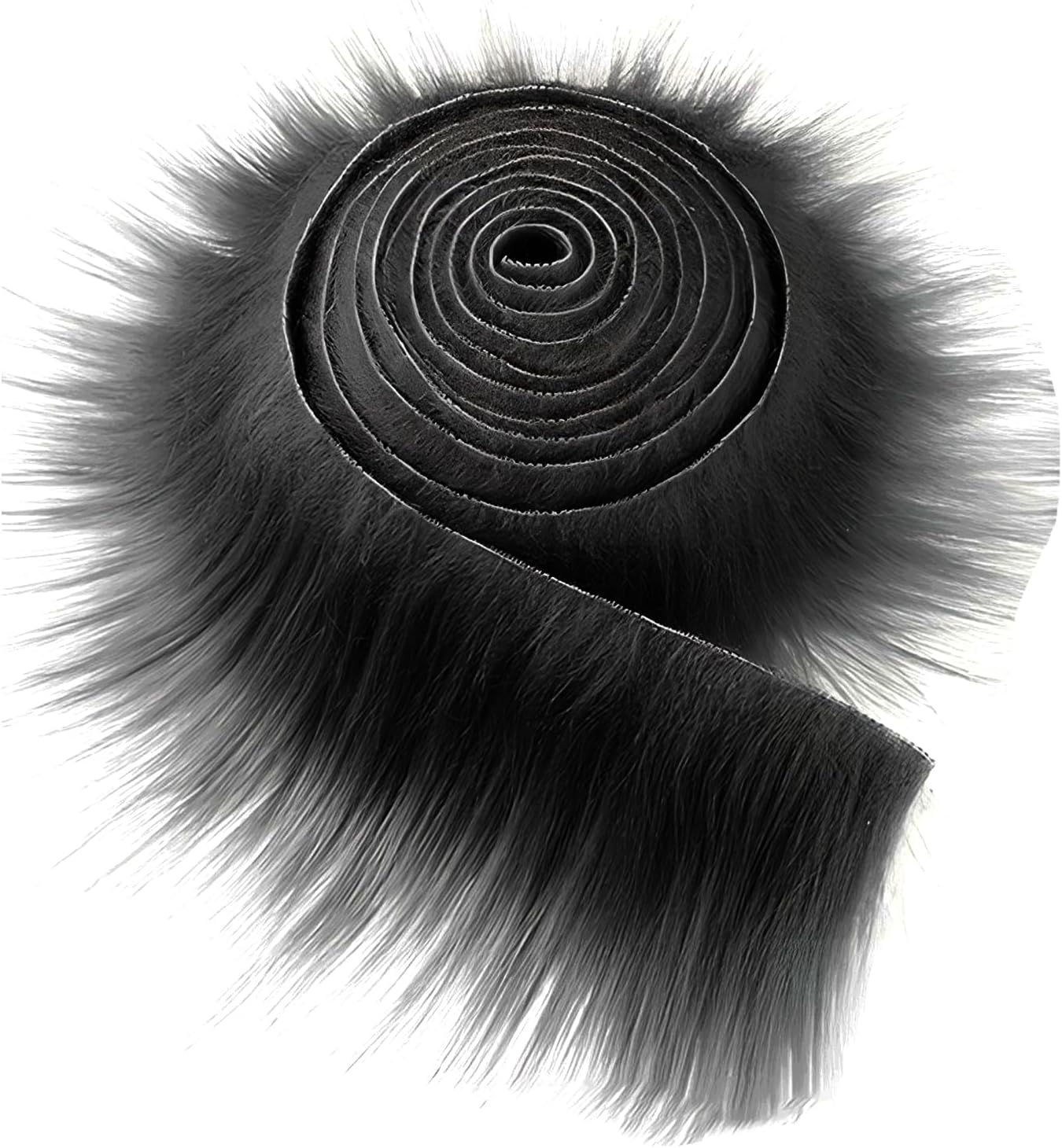 2x59 Inch Shaggy Faux Fur, Plush Faux Fur Fabric Strips, Super Soft Craft Precut Strip for DIY Craft Cosplay Costume Christmas Halloween Santa Claus Gnome Beard Hair Dwarf Decoration Black