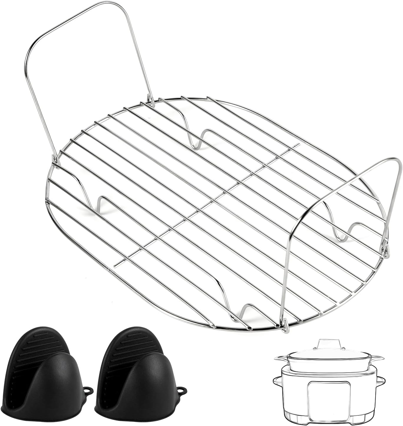 Steam and Roast Rack Compatible with Ninja Foodi Possible Cooker Pro 8.5 Qt MC1000 MC1001 MC1010 Series, Stainless Steel Possible Steamer Cooker Accessories for Slow Cooker Crock Pot