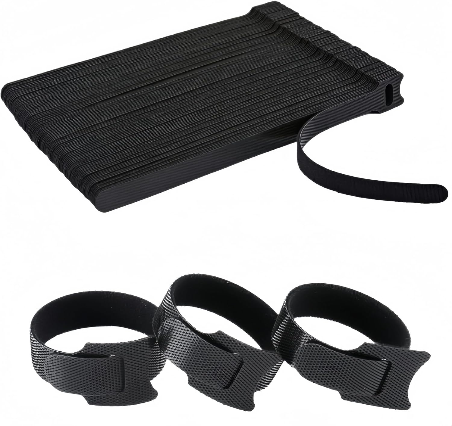 100 PCS 6 Inches Reusable Cable Ties, Adjustable Wire Ties, Cable Organizer, Cord Wrap and Hook Loop Cords Management for Organizing Home, Office, Data Centers Black