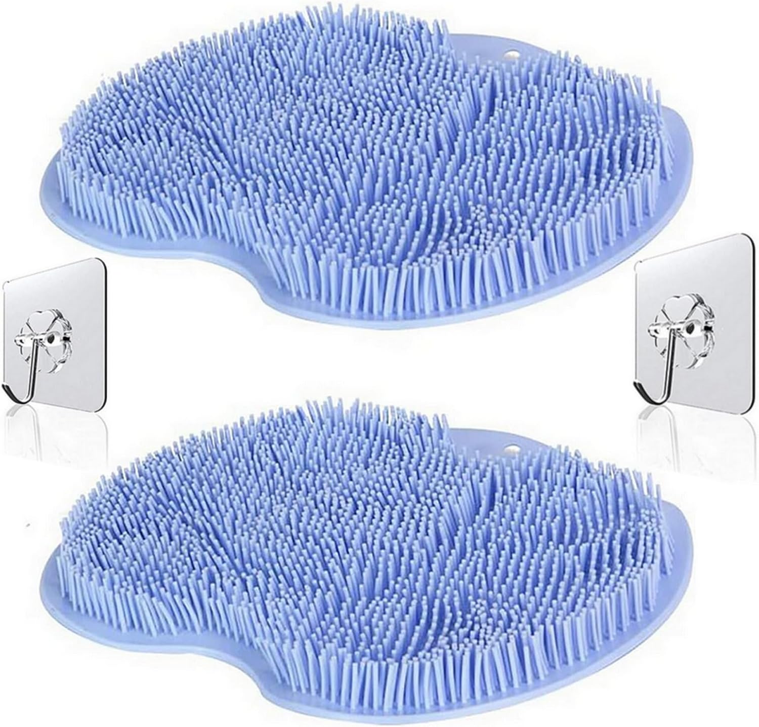 2 Pcs Large Shower Foot Scrubber Mat Cleans, Exfoliation, Shower Foot Massager Scrubber, Foot Cleaner Massage Mat with Non Slip Suction Cups, Improve Circulation Relieve Tired and Pain BLUE