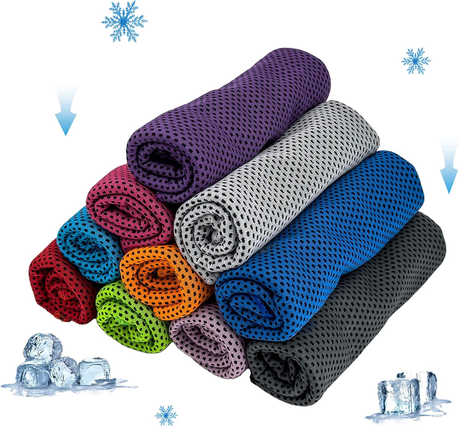 Cooling Towel Ice Towel Workout Towel, Soft Breathable Sweat Towel for Sports, Yoga, Gym, Golf, Camping, Running, Fitness, Workout & More Activities 10 PCS