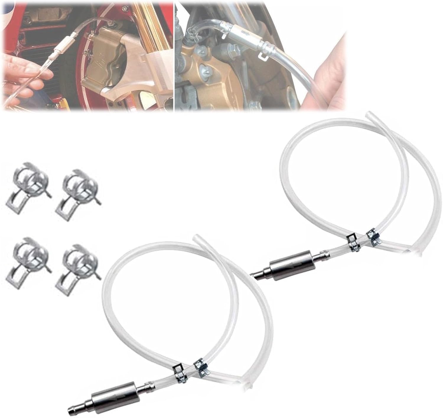 Brake Bleeder Hose One Way Check Valve, Brake Fluid Replacement Kit, Car Brake Bleeder Hose with One Way Check Valve, Universal Brakes Bleeder Tool Cars Accessories for Car Motorbike Bike 2 Set