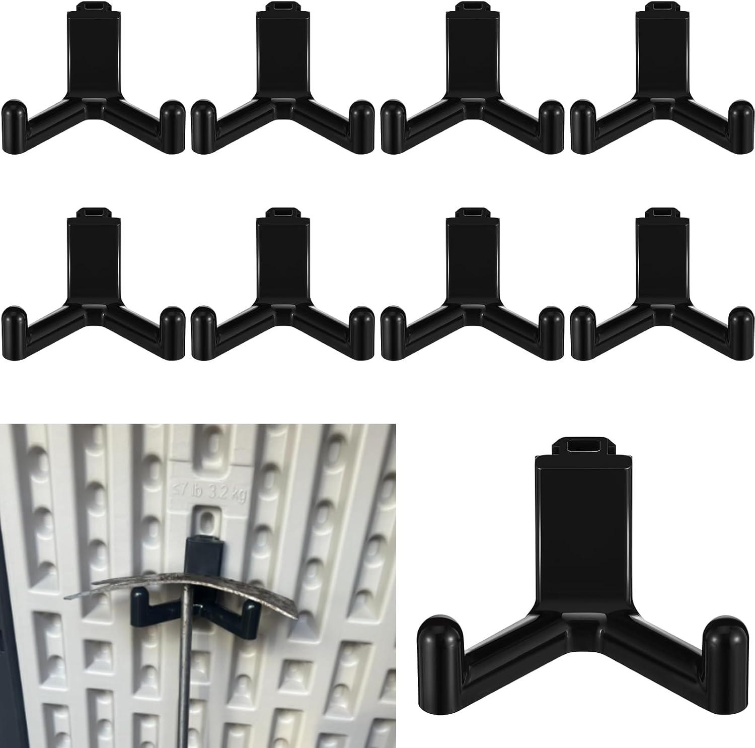 10 Pcs Tool Hook for Shed Accessories, Plastic ABS Tool Hooks Compatible with Lifetime Shed 60305 60118 60127 60138 60141 Etc Not Work on Any Sheds with Horizontal Siding Black