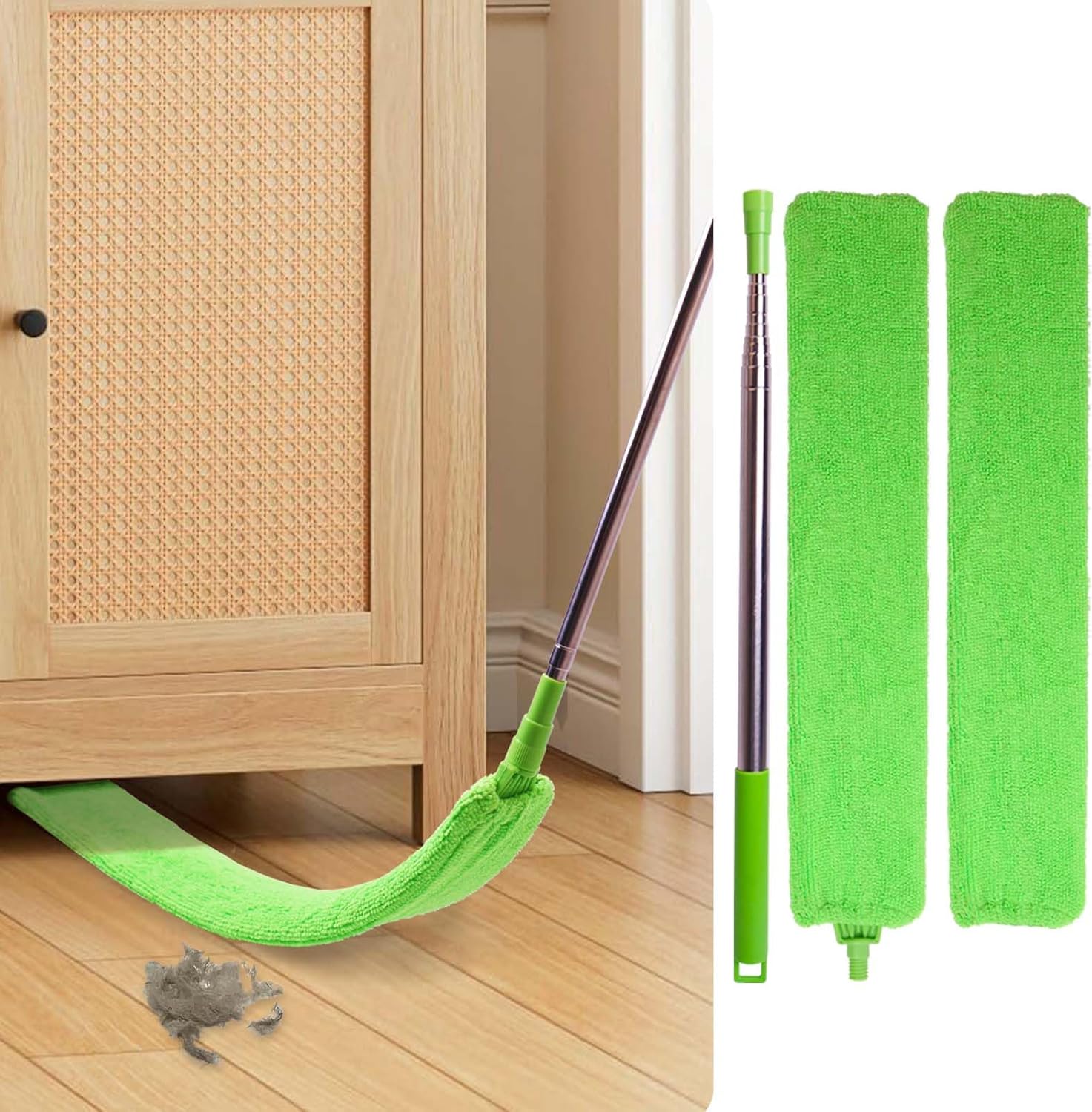 Retractable Gap Dust Cleaner Under Appliance Cleaning Tool, Flat Duster for Under Refrigerator Fridge Stove Couch Bed, Skinny Thin Duster for Tight Spaces