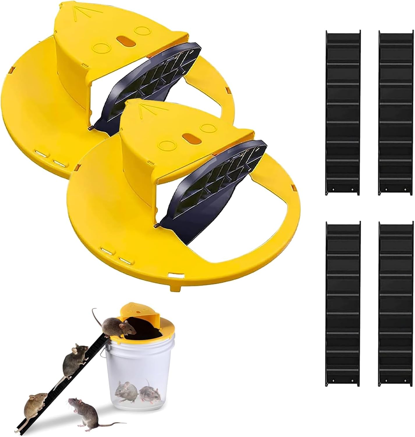 2 Pack Automatic Reset Traps-Mice Mouse Trap Bucket Flip Lid,5 Gallon Bucket Lid Mouse Rat Trap,Mouse Trap Bucket Indoor Outdoor,Reusable Mouse Trap Bucket Lid,Humane Mouse Trap