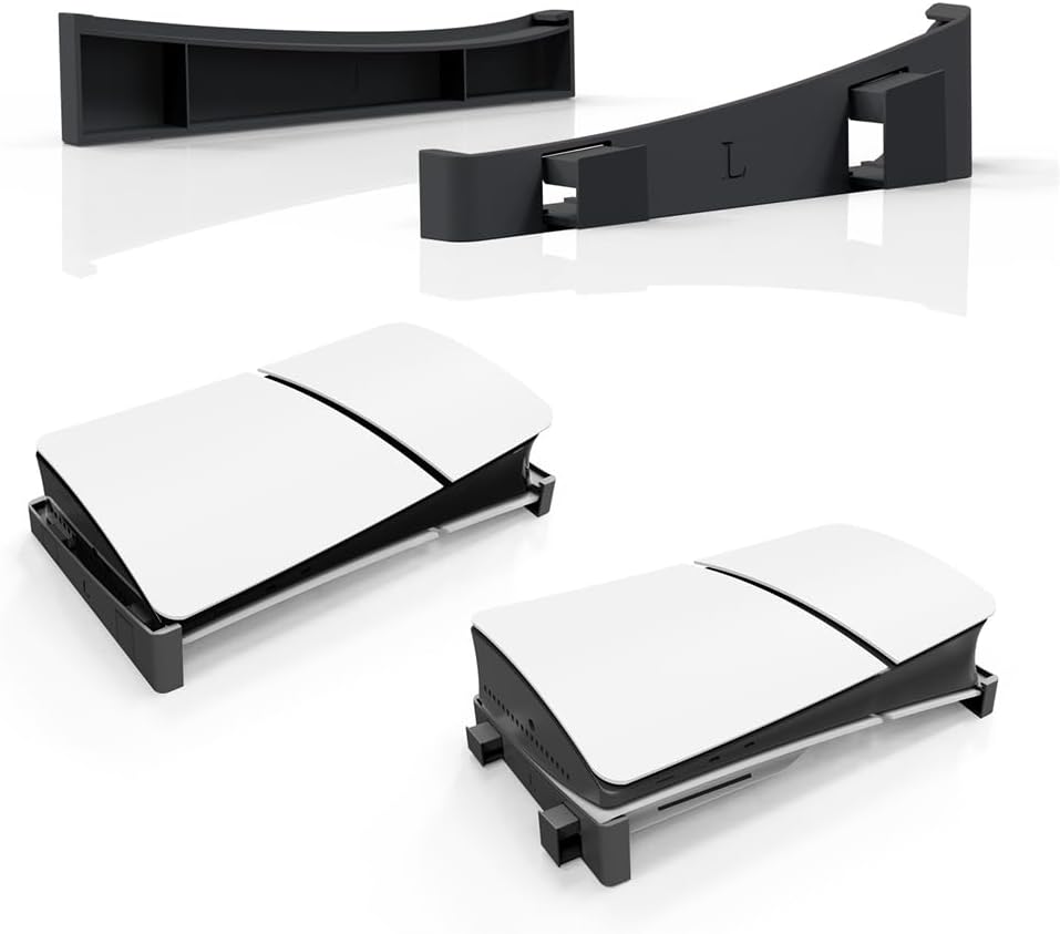 Horizontal Stand for New PS5 Slim Console, Base Holder Accessories for PS5-Slim Disc & Digital Edition Bracket Black