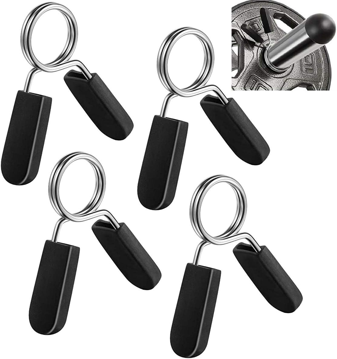 1 inch 25 mm Spring Clip Collars with Easy-Grip Handle for Smooth Dumbbell Handle or Weightlifting Barbell Pack of 4